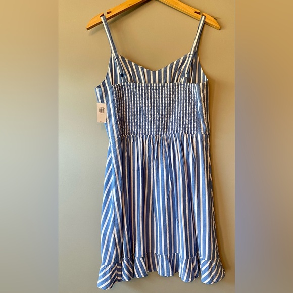 NEW tags attached! Dobby-Stripe Ruffle-Hem Fit and Flare Cami Dress MED sailor - Picture 3 of 6